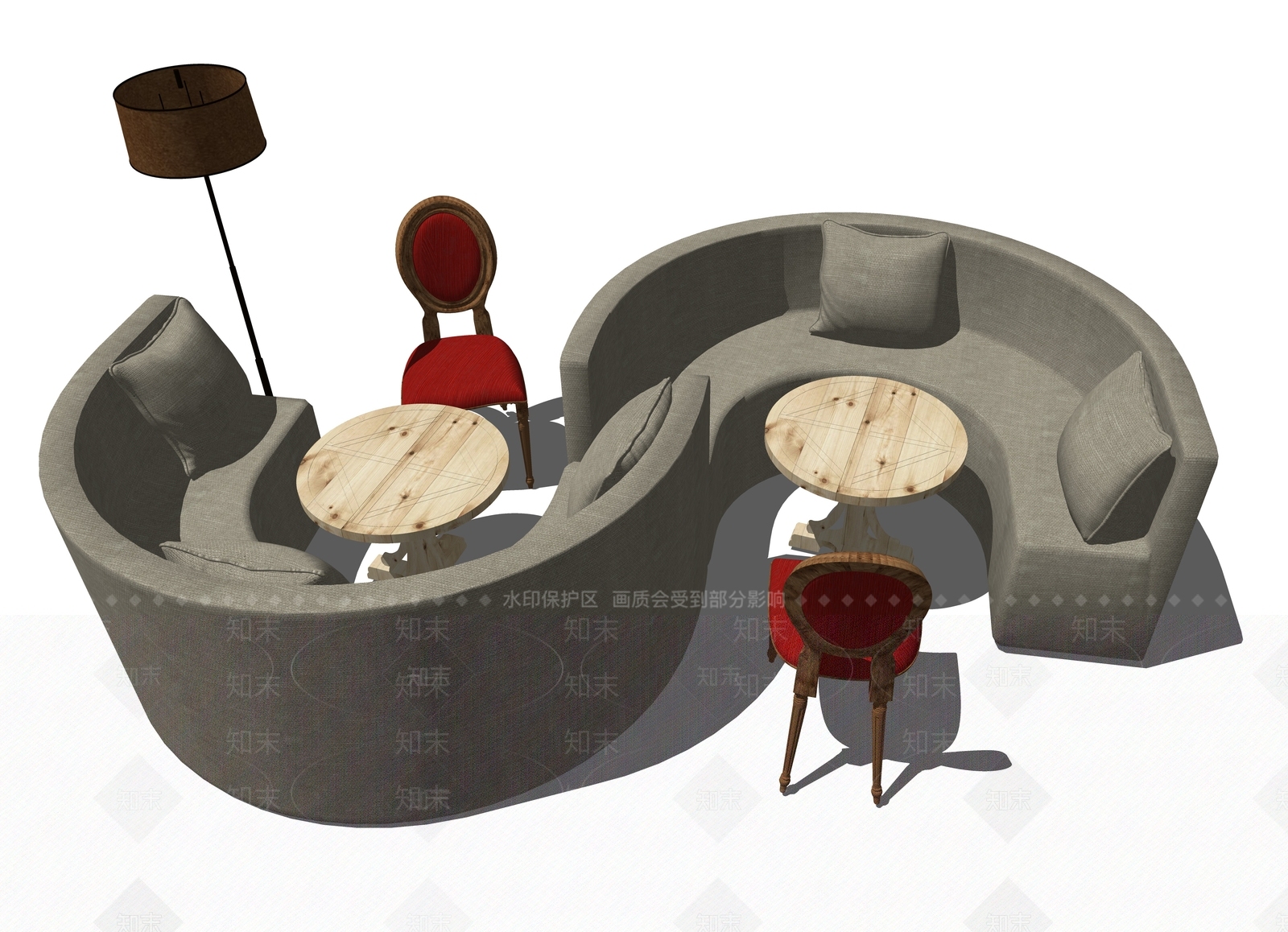 现代卡座沙发SU模型下载【ID:1105869888】