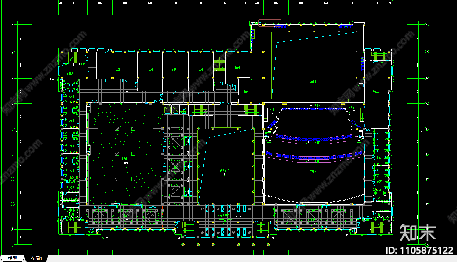 剧院大堂cad施工图下载【ID:1105875122】