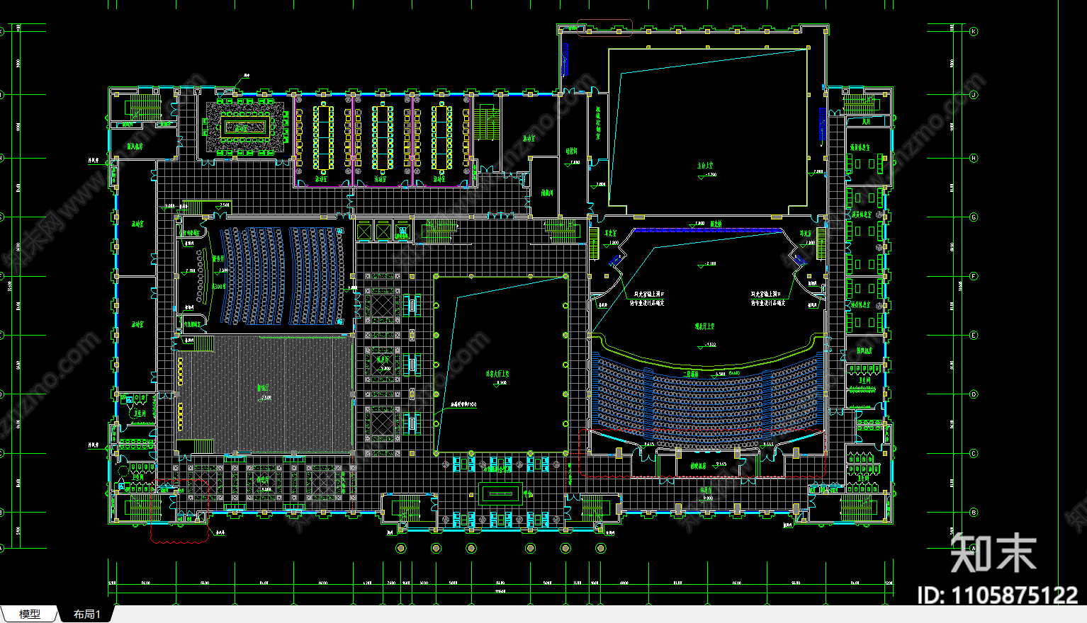 剧院大堂cad施工图下载【ID:1105875122】