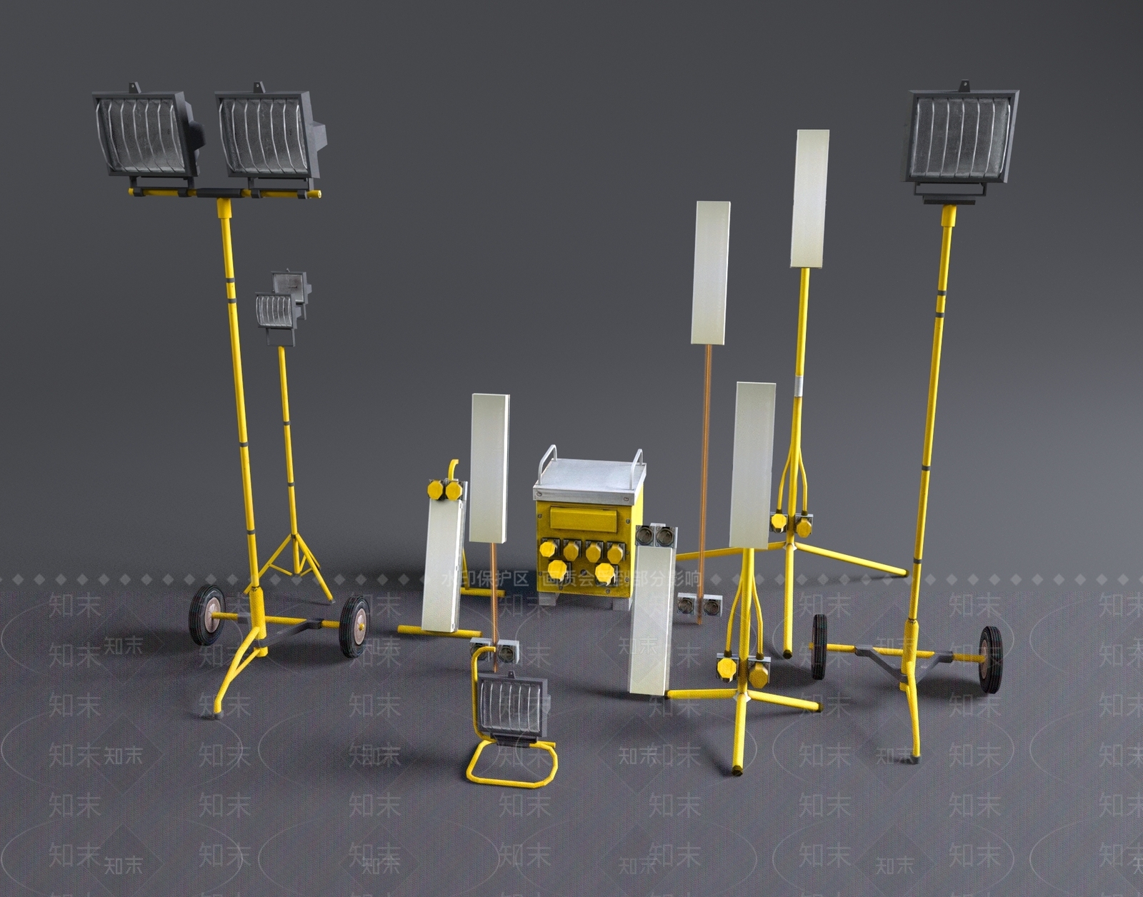 工业风工地照明灯3D模型下载【ID:1105883542】