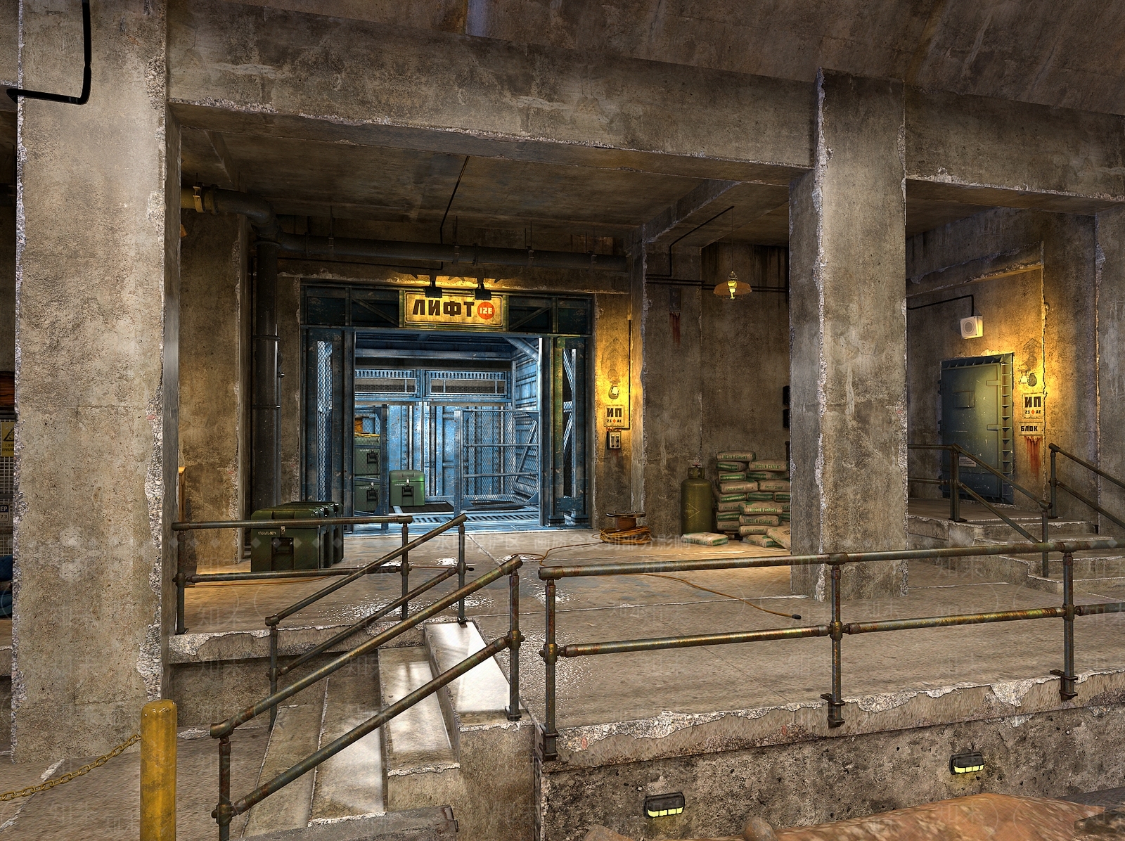 工业风地下兵工厂3d模型下载