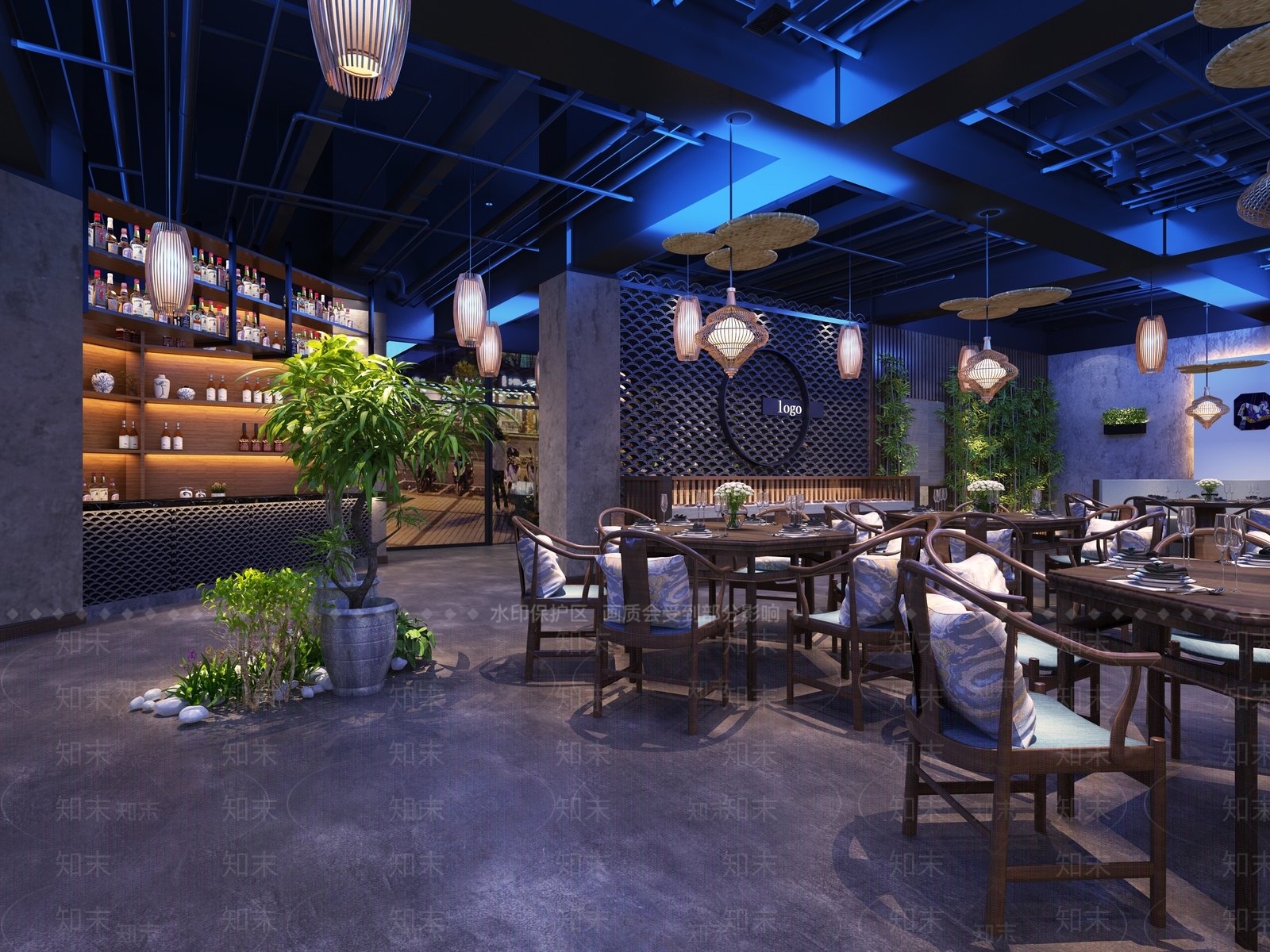 中式火锅店3D模型下载【ID:1105885440】