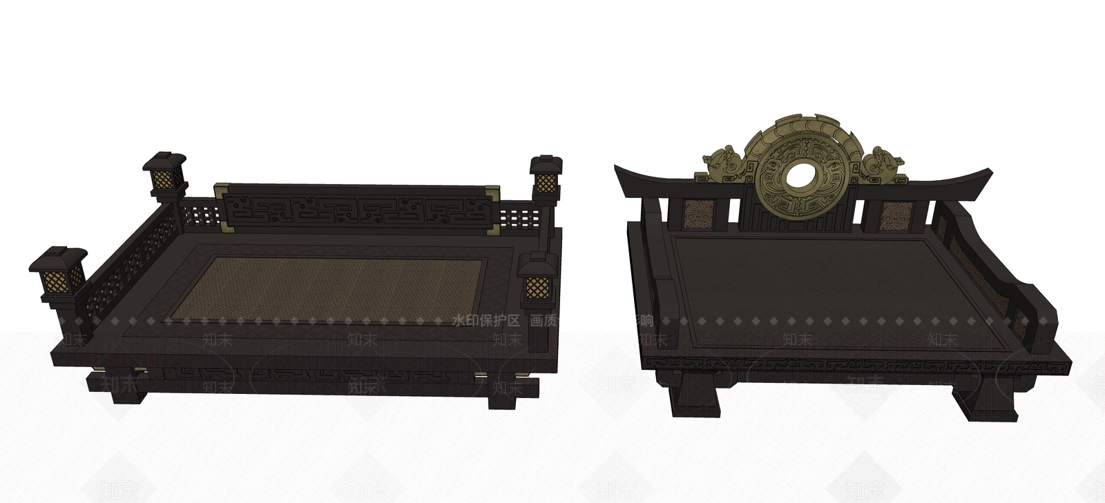 中式罗汉床SU模型下载【ID:1105899328】