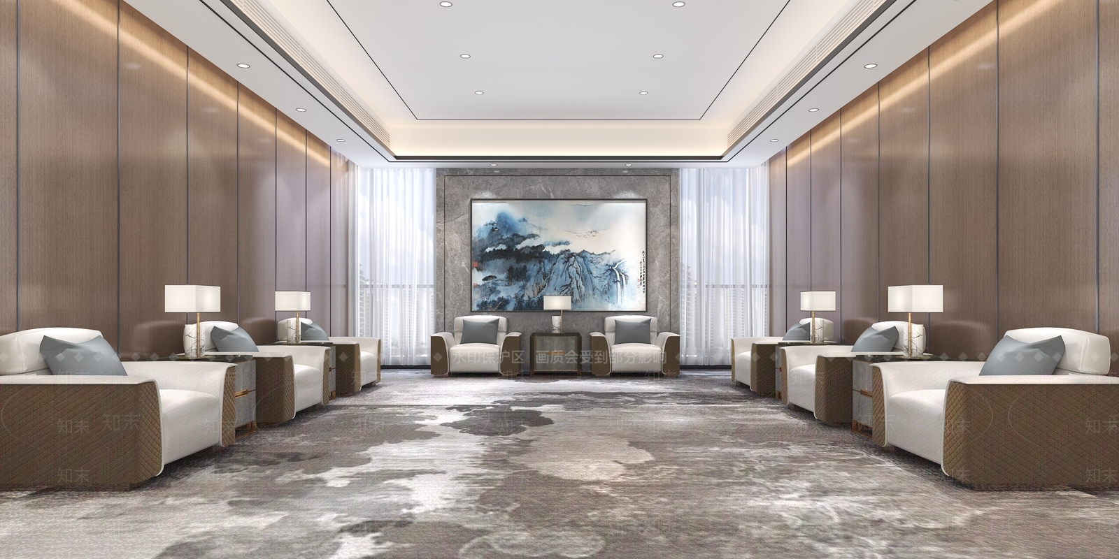 新中式VIP接待室3D模型下载【ID:1105899935】