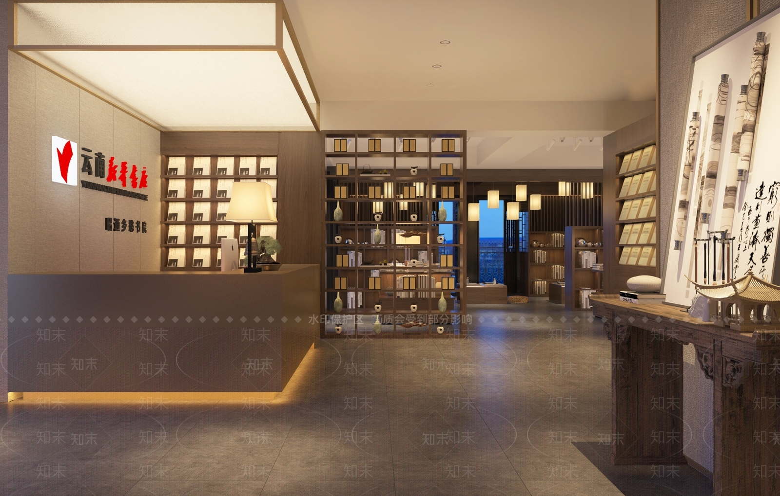新中式书店3D模型下载【ID:1105900985】