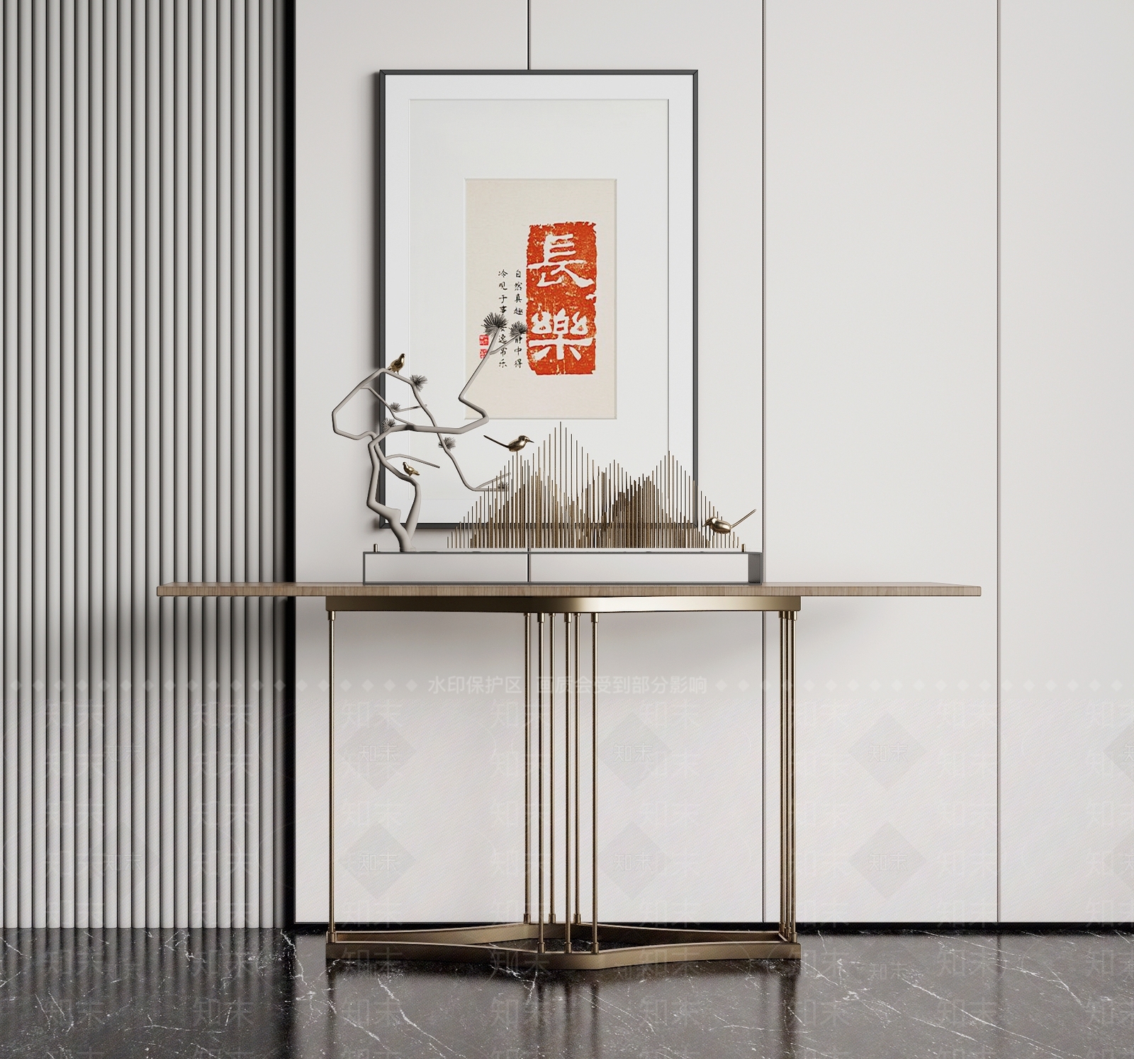 新中式端景台SU模型下载【ID:1105905902】