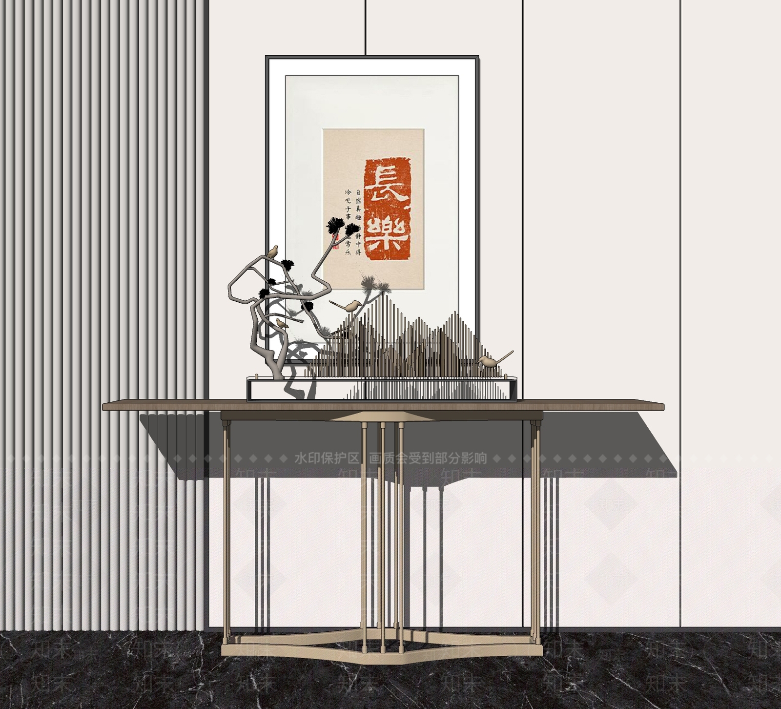 新中式端景台SU模型下载【ID:1105905902】