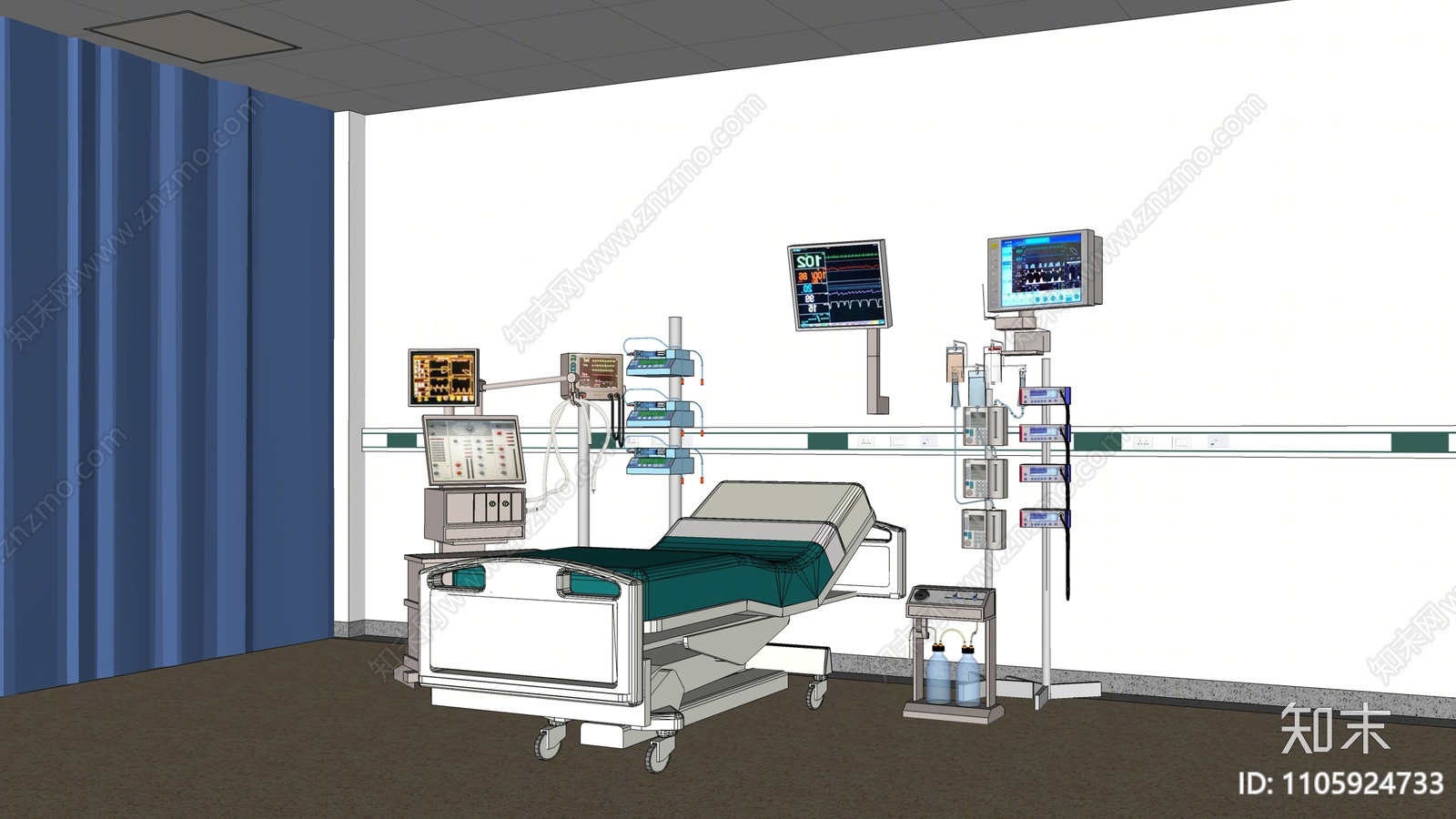 现代病房SU模型下载【ID:1105924733】