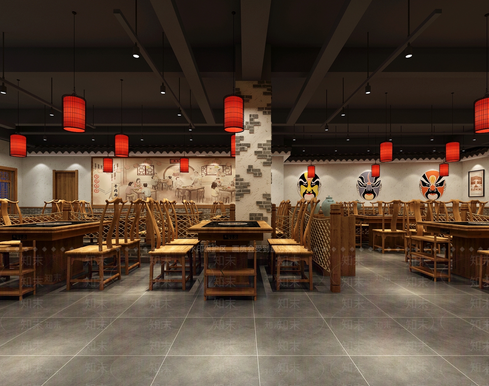 中式火锅店3D模型下载【ID:1105927698】