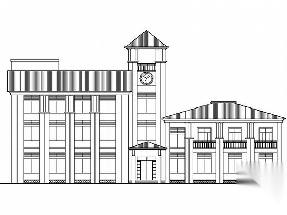 某三层简欧式会所建筑方案图cad施工图下载【ID:166733170】