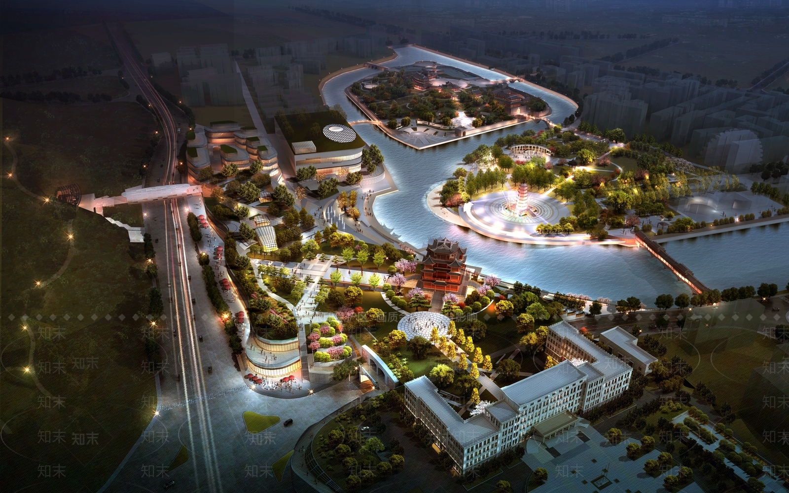 现代公园鸟瞰规划3D模型下载【ID:1105931284】