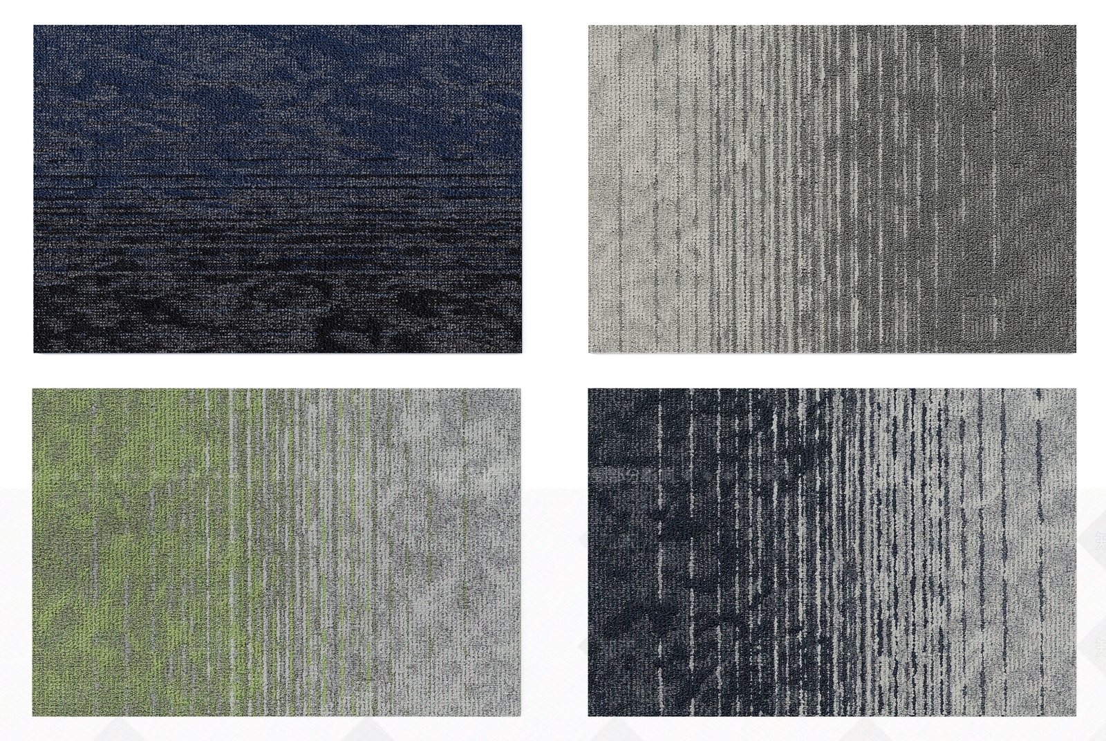 现代灰蓝绿色抽象图案地毯组合3d模型下载