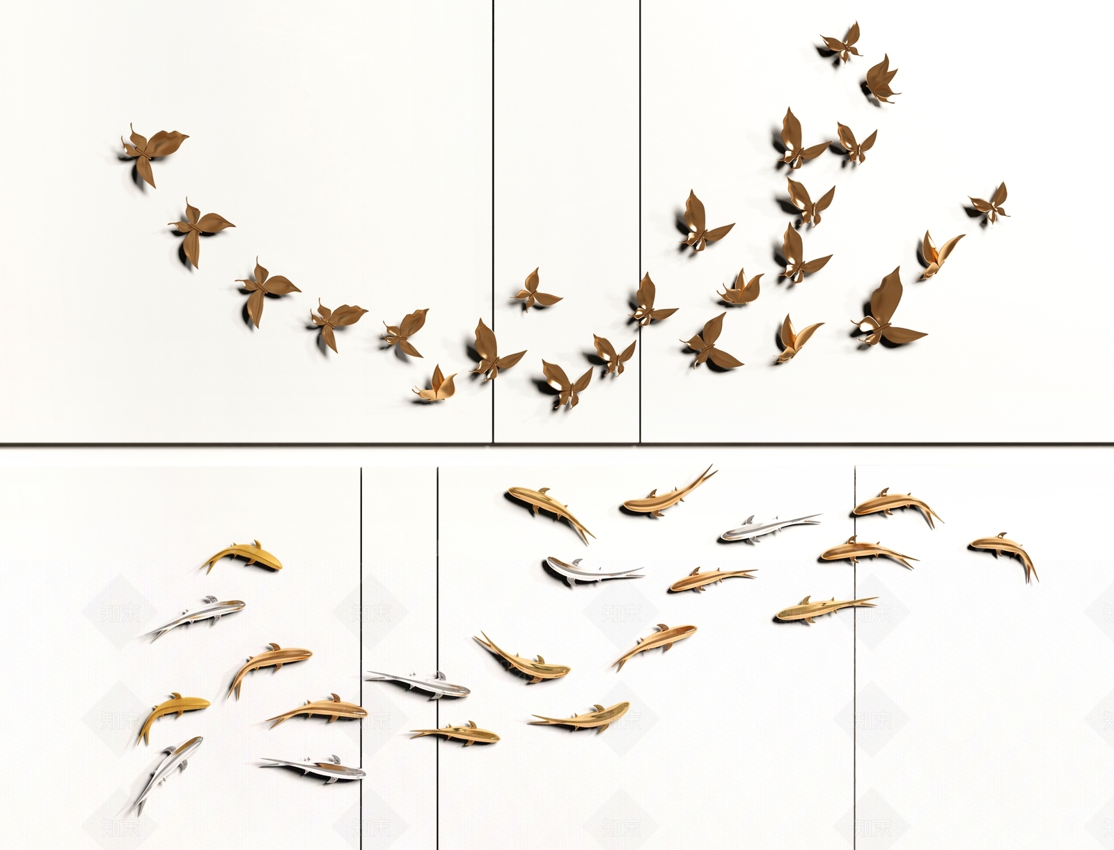 现代鱼饰墙饰挂件3D模型下载【ID:1105933034】