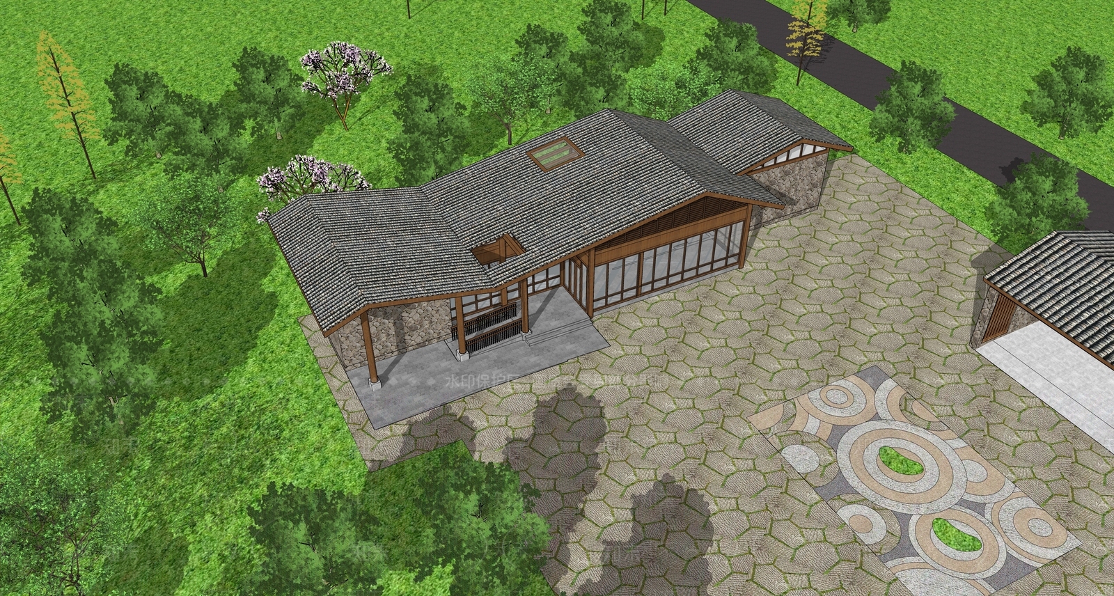新中式驿站SU模型下载【ID:1105938207】