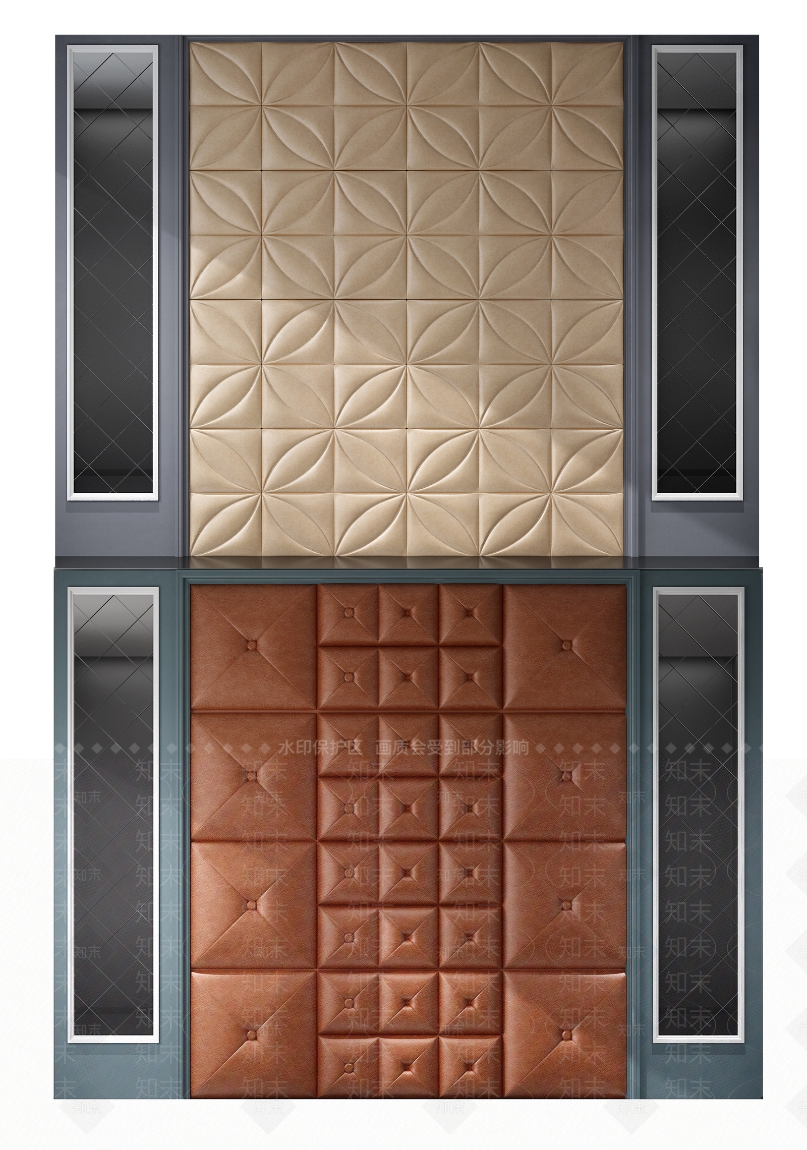 简欧软包背景墙3D模型下载【ID:1106035669】