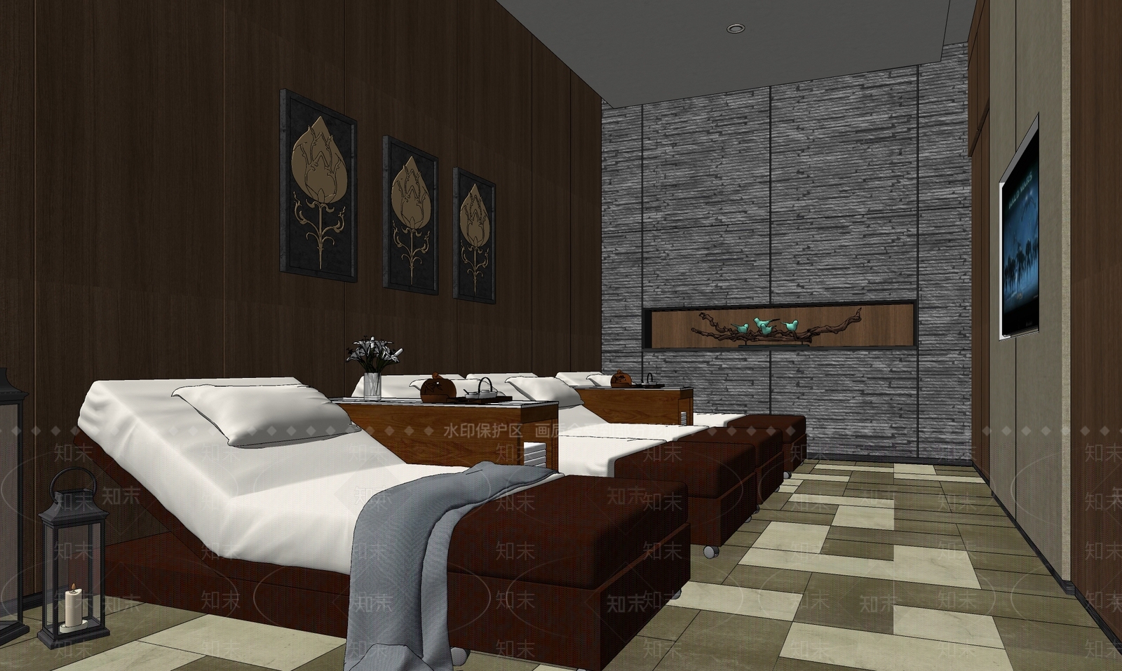 现代SPA会所SU模型下载【ID:1105943758】