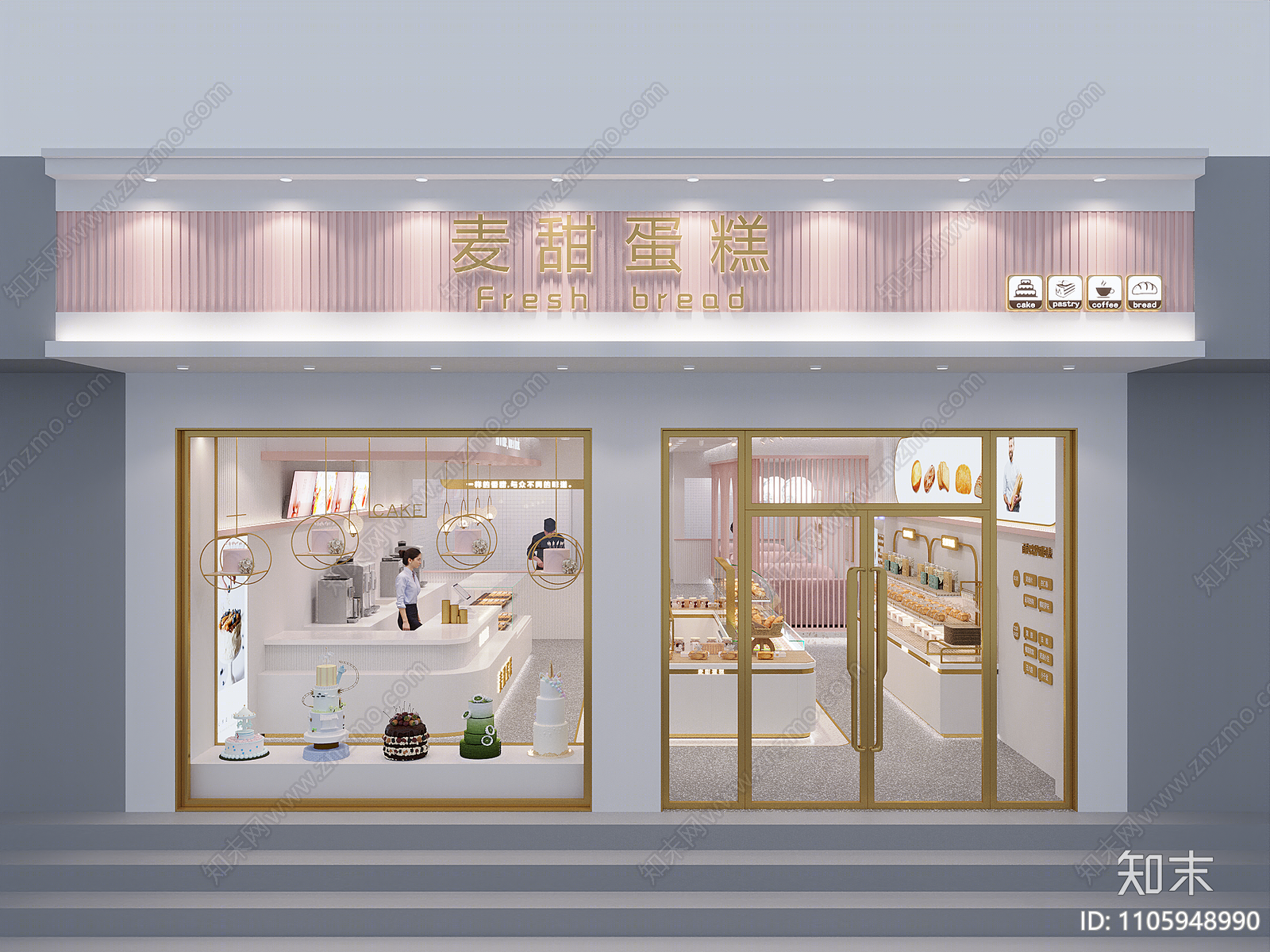 现代甜品面包店3D模型下载【ID:1105948990】