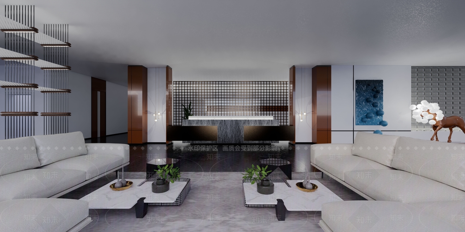 现代酒店大堂SU模型下载【ID:1105952235】