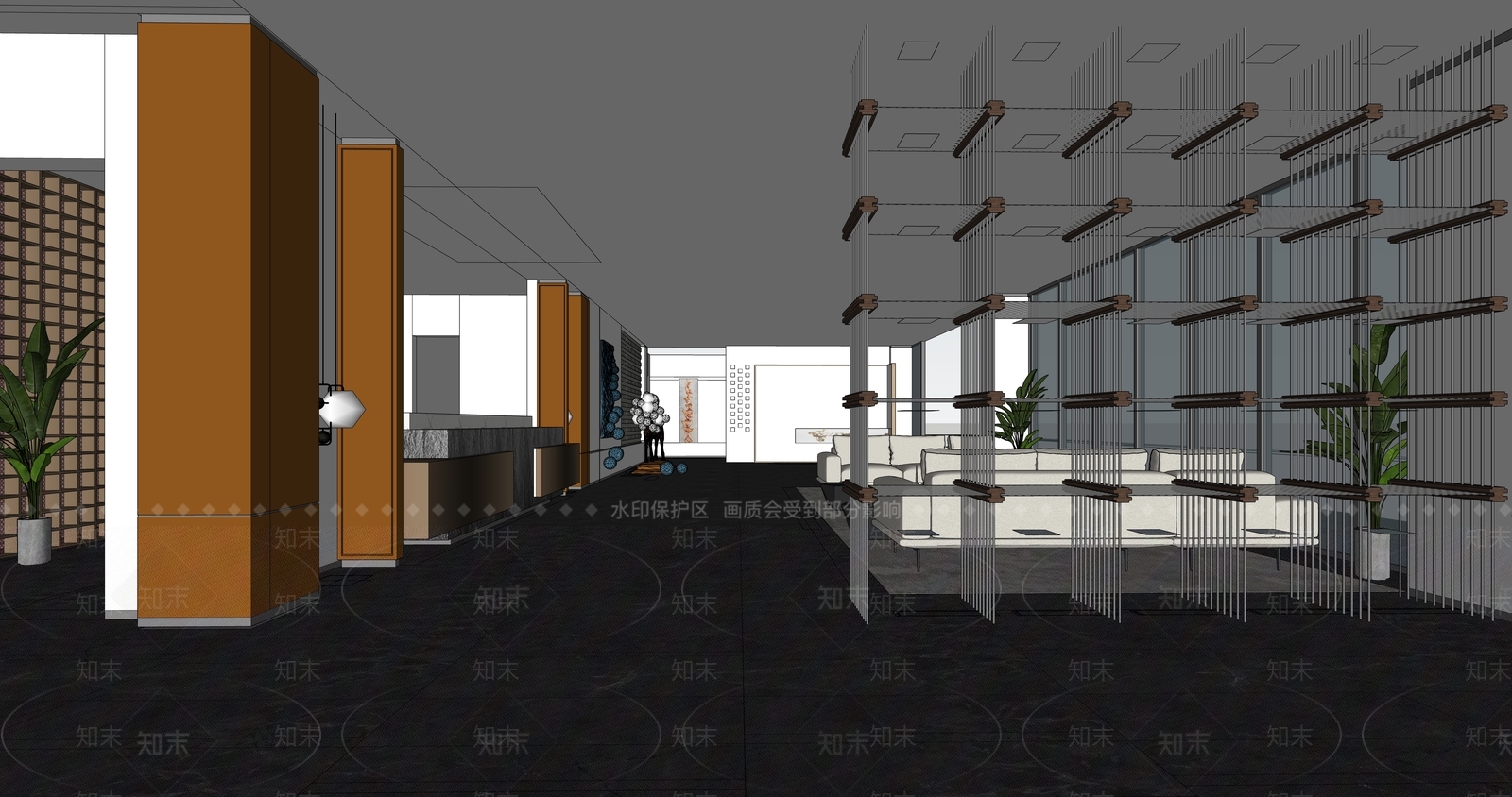 现代酒店大堂SU模型下载【ID:1105952235】