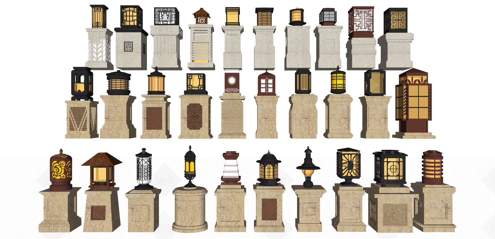 现代户外灯SU模型下载【ID:1105955781】