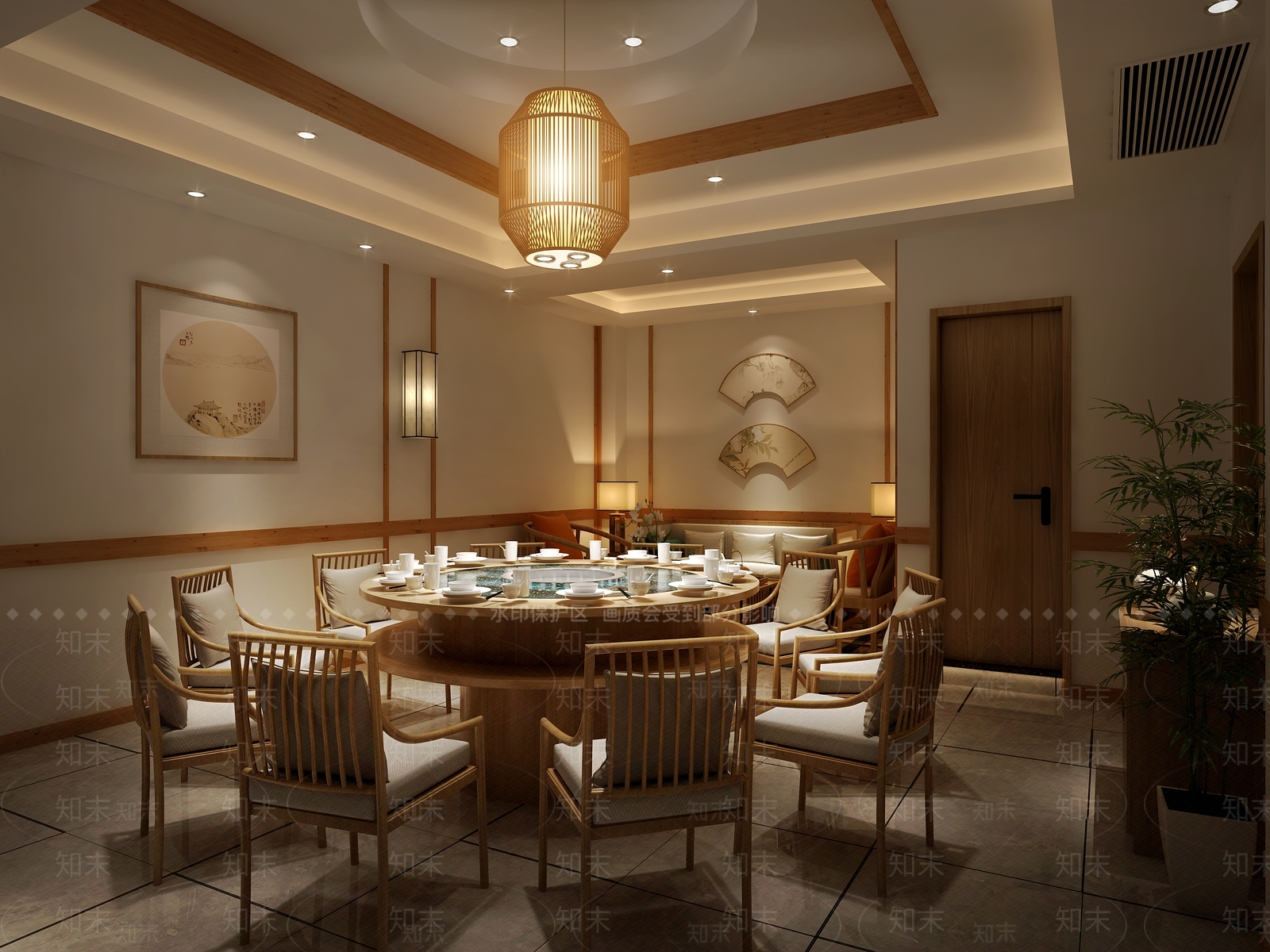 新中式火锅店3D模型下载【ID:1105955831】