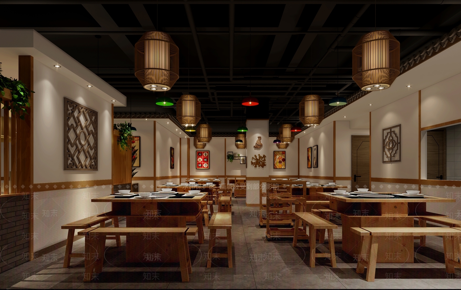 新中式火锅店3D模型下载【ID:1105956589】