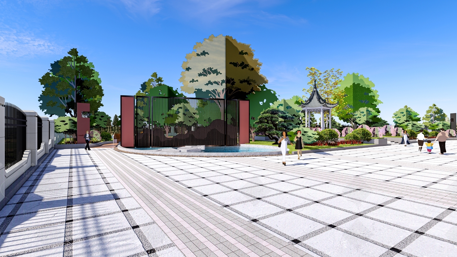 新中式医院建筑SU模型下载【ID:1105956288】