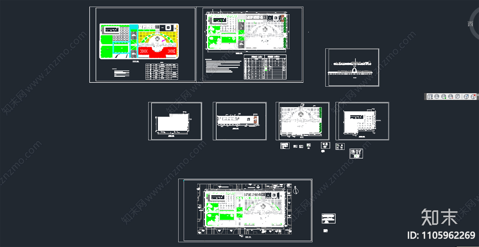 广场绿地景观cad施工图下载【ID:1105962269】