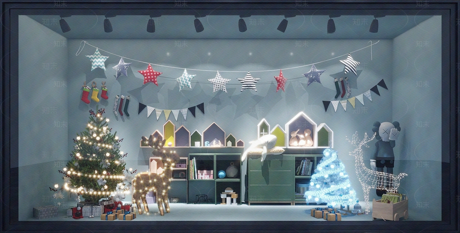 圣诞橱窗商场店铺贴图下载【ID:1105968183】