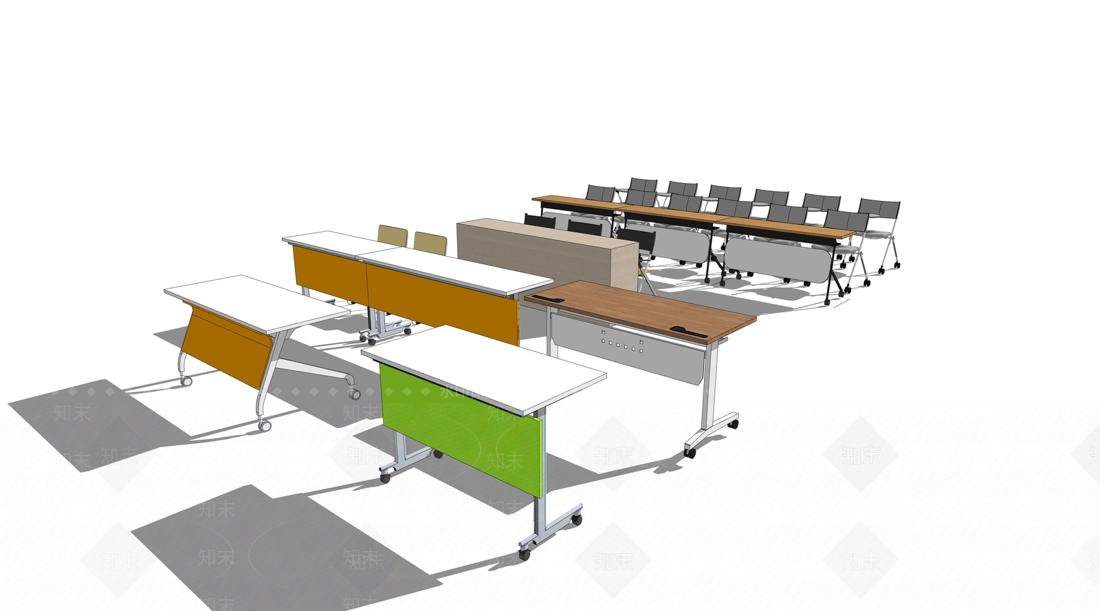 现代折叠桌SU模型下载【ID:1105968994】