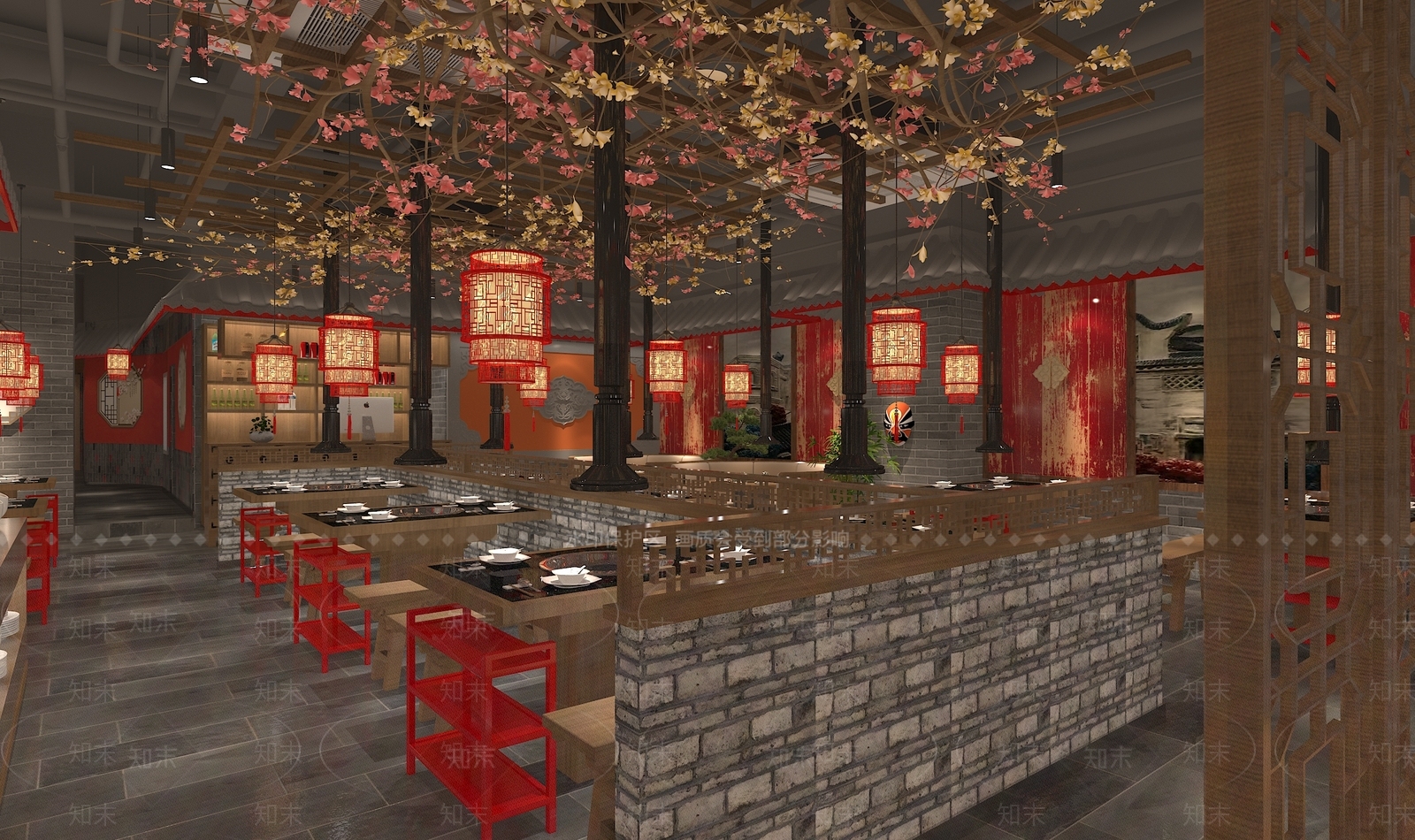 新中式火锅店3D模型下载【ID:1105970780】