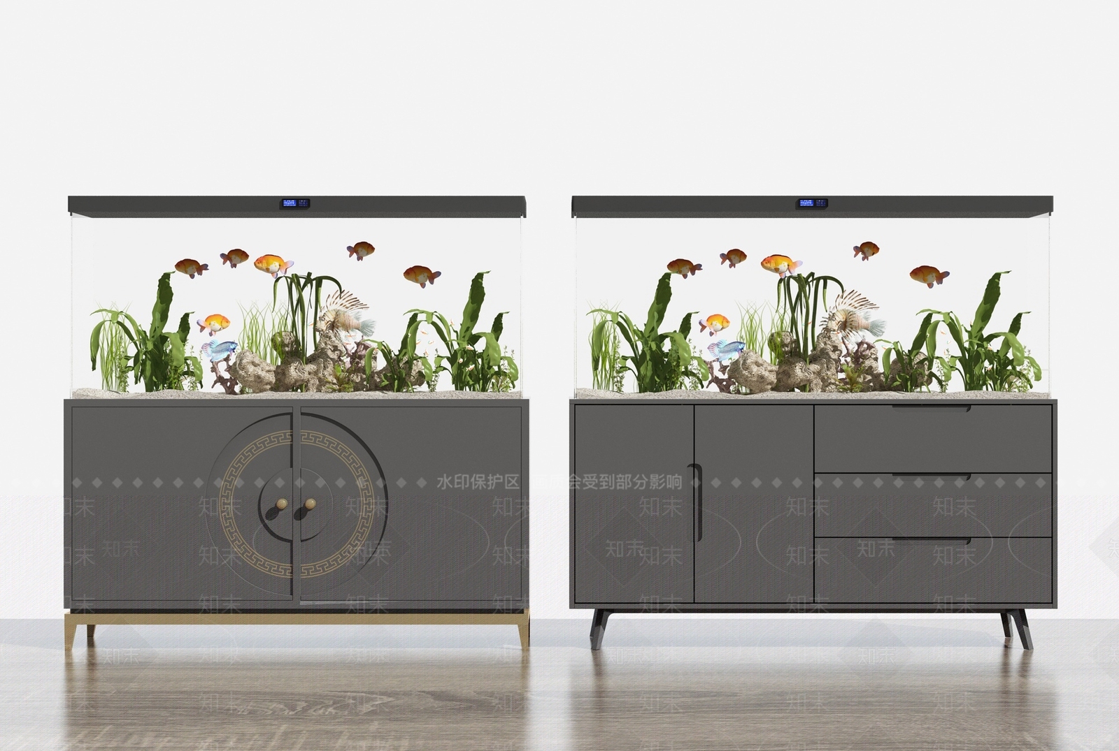 新中式鱼缸水族3D模型下载【ID:1105973742】