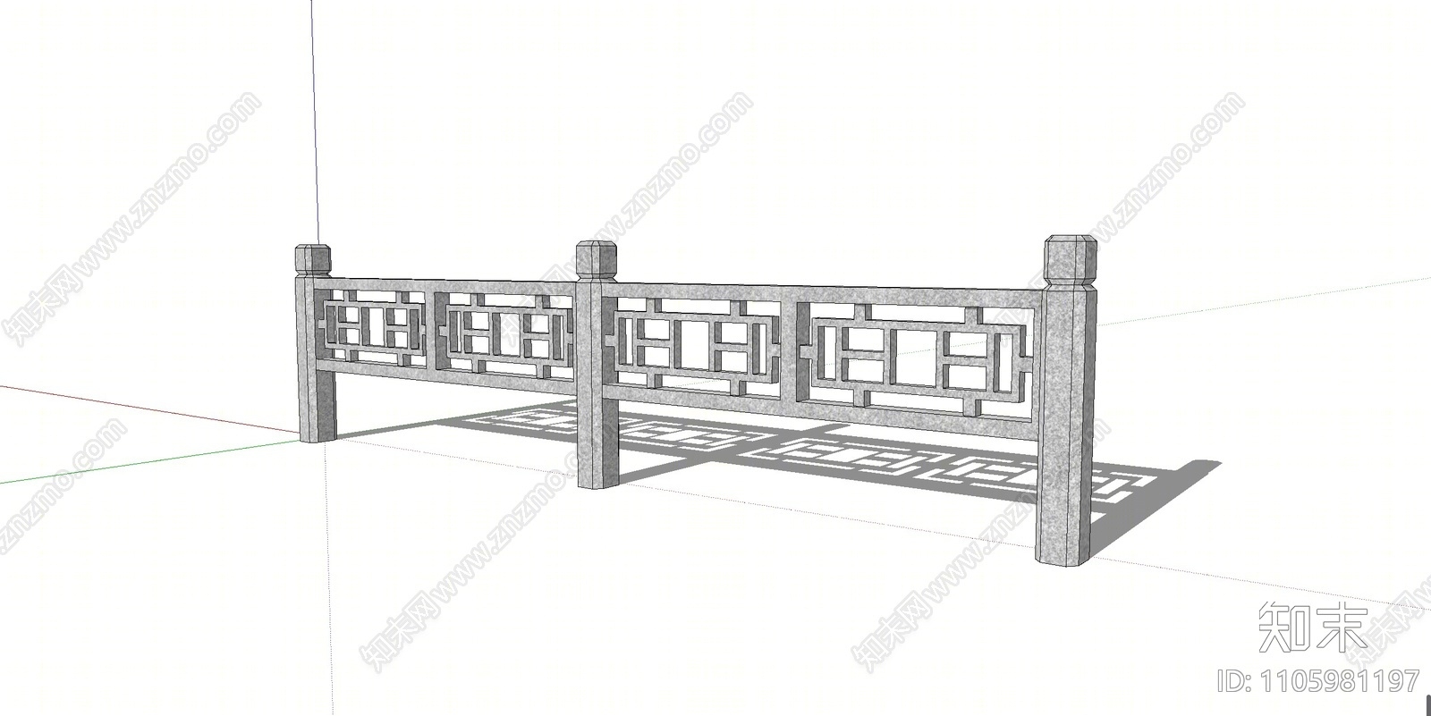 中式大理石栏杆SU模型下载【ID:1105981197】