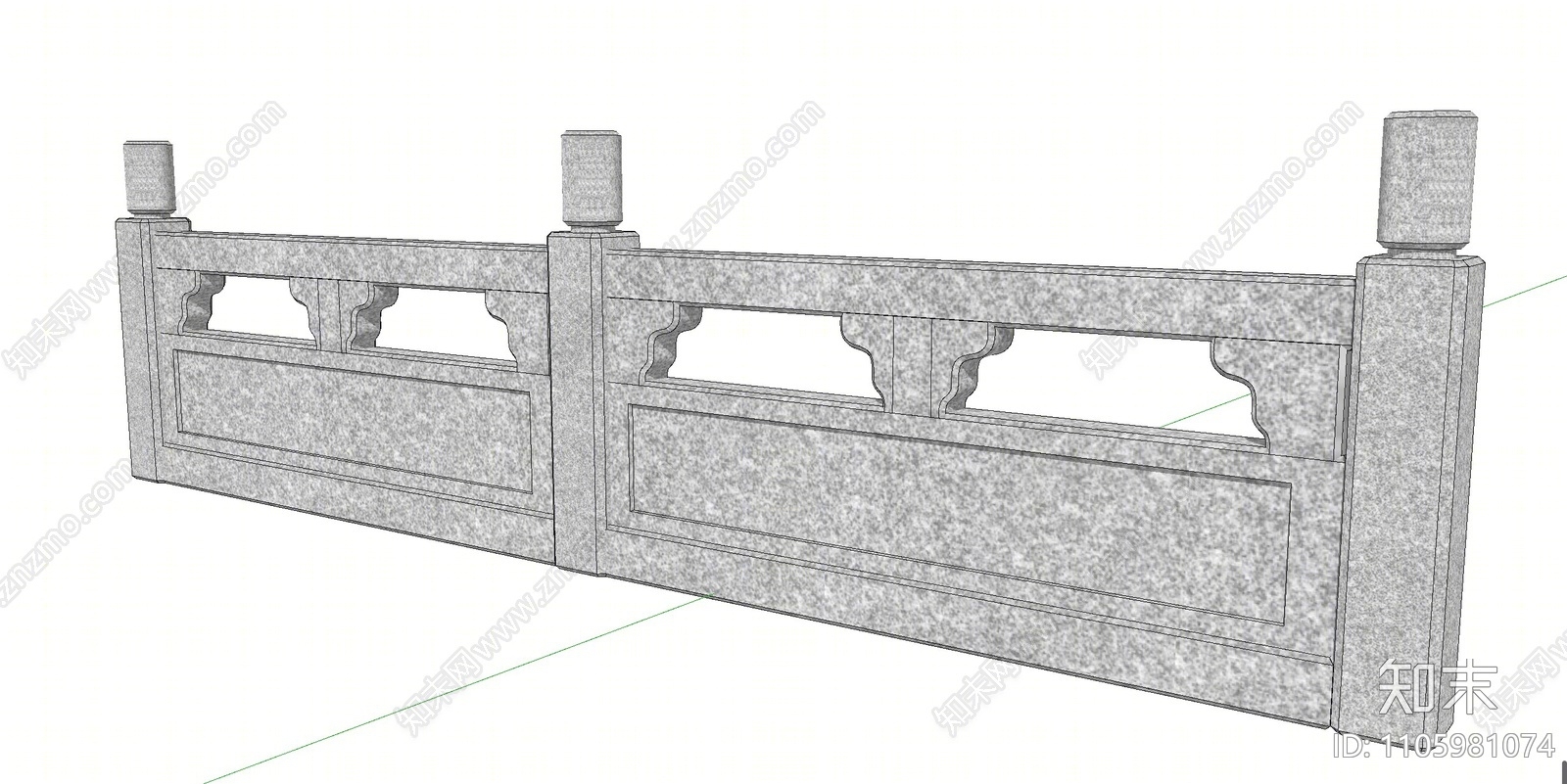中式大理石栏杆SU模型下载【ID:1105981074】