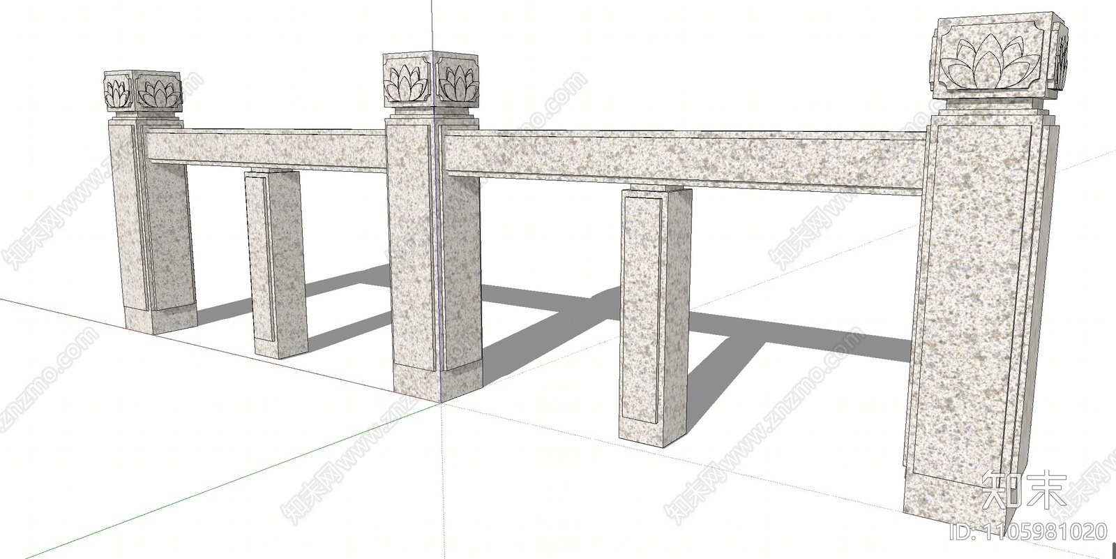 中式大理石栏杆SU模型下载【ID:1105981020】