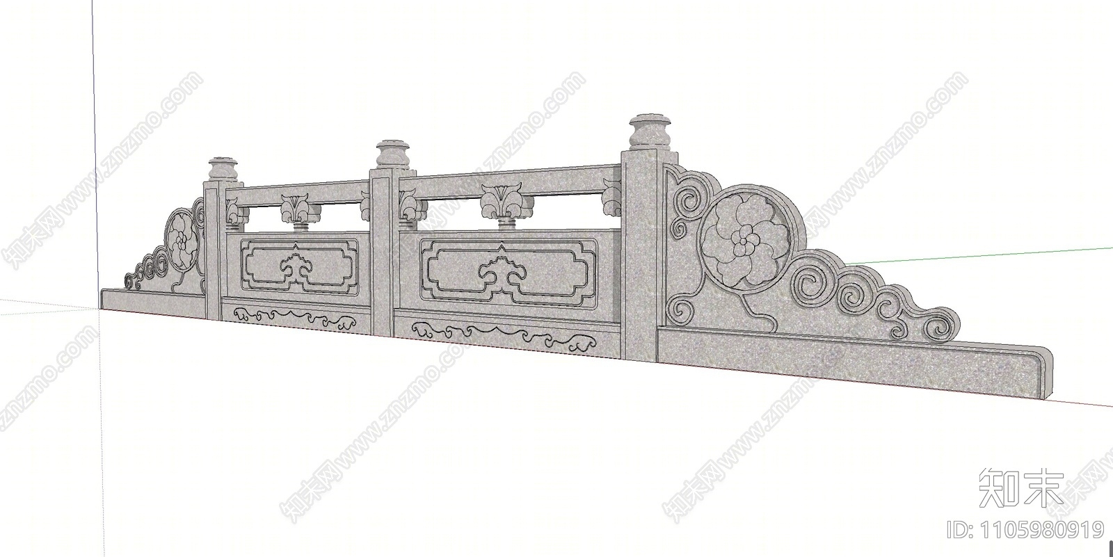 中式大理石栏杆SU模型下载【ID:1105980919】