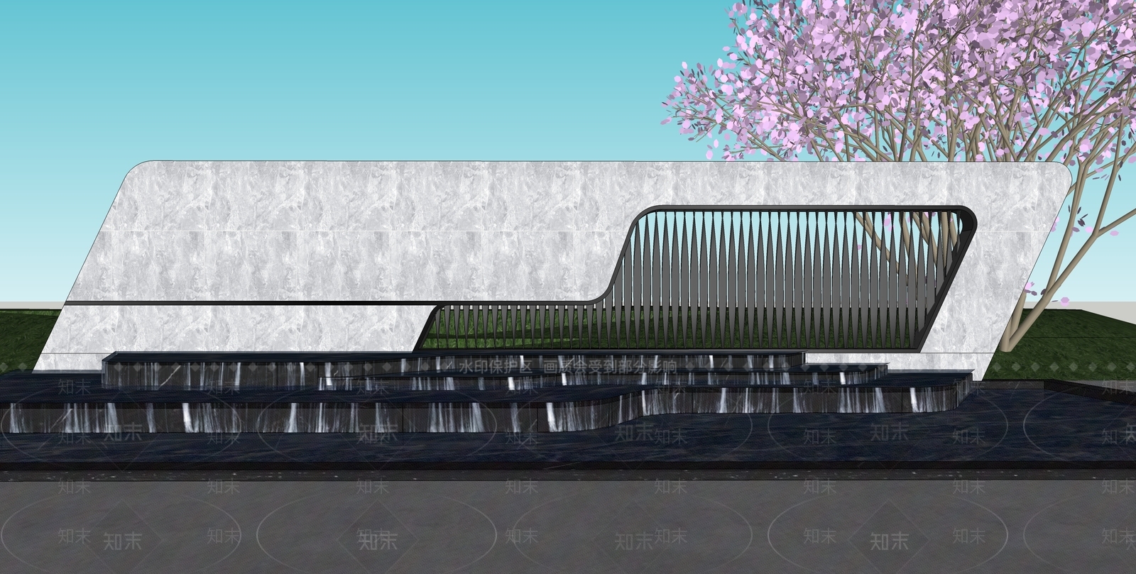 现代水景SU模型下载【ID:1105979948】