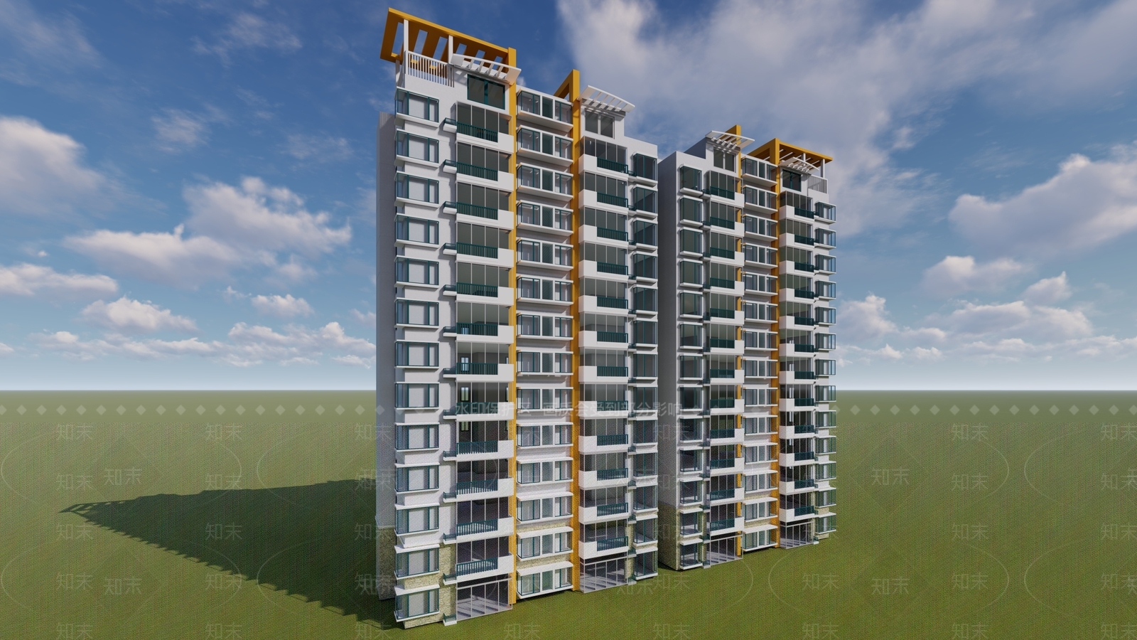 现代高层住宅SU模型下载【ID:1105985075】