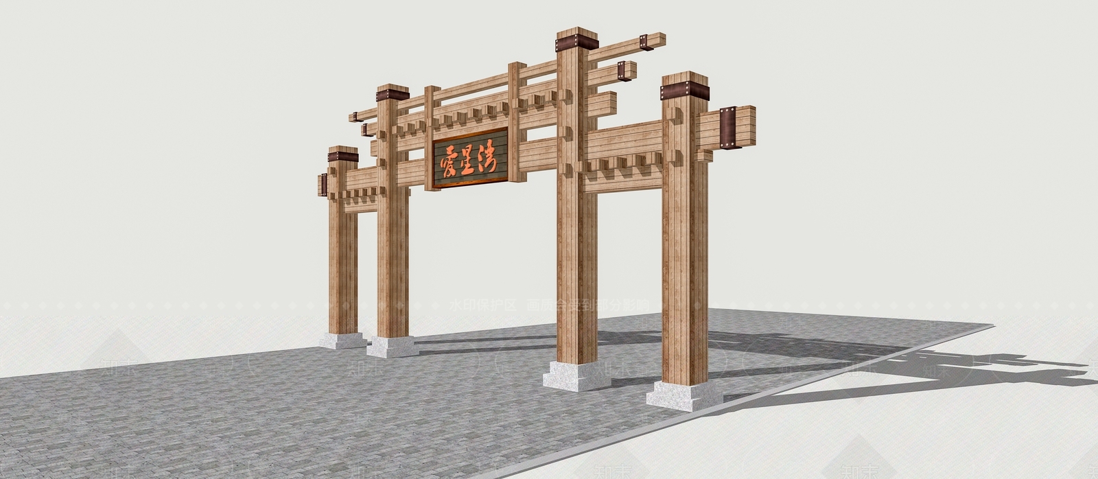 中式牌坊牌楼SU模型下载【ID:1105987437】