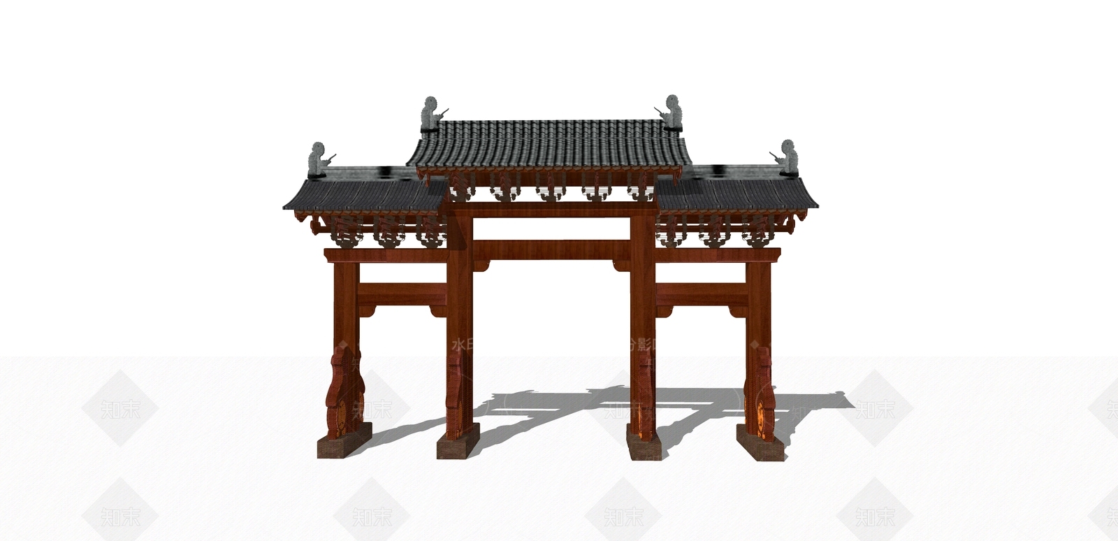 中式牌坊牌楼SU模型下载【ID:1105999344】
