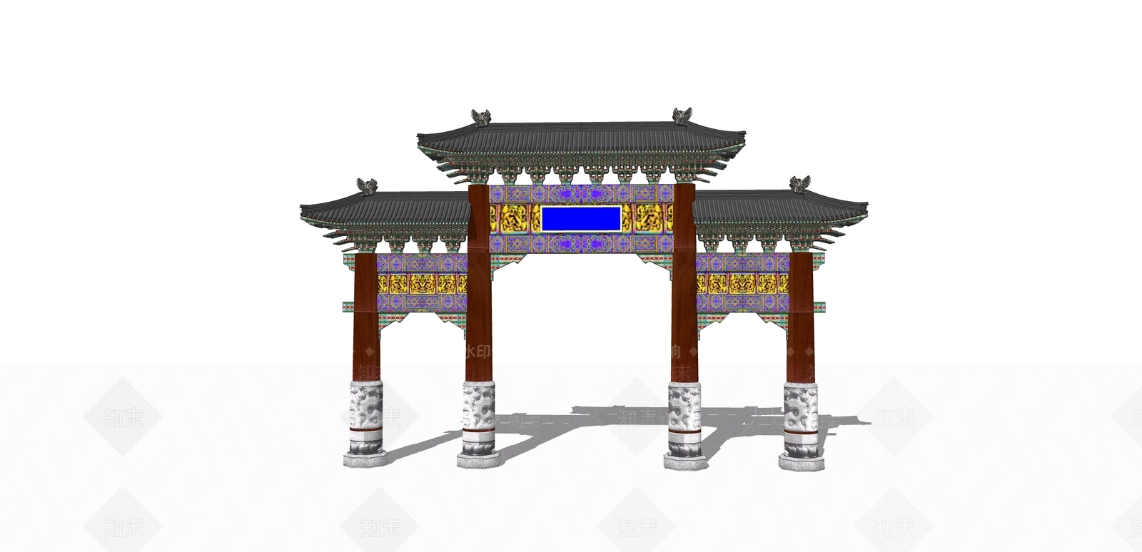 中式牌坊牌楼SU模型下载【ID:1105999481】