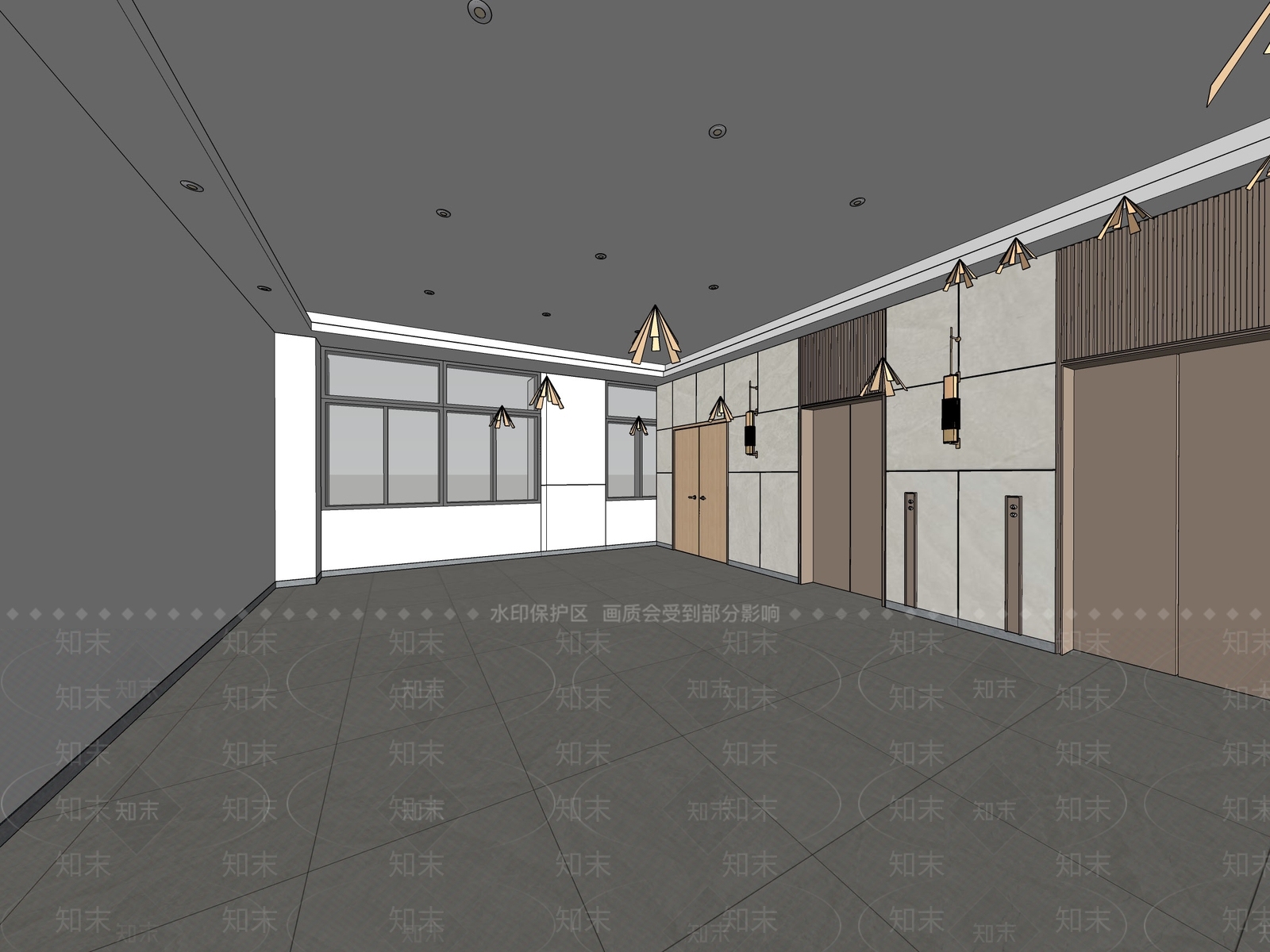 现代电梯厅SU模型下载【ID:1106005713】