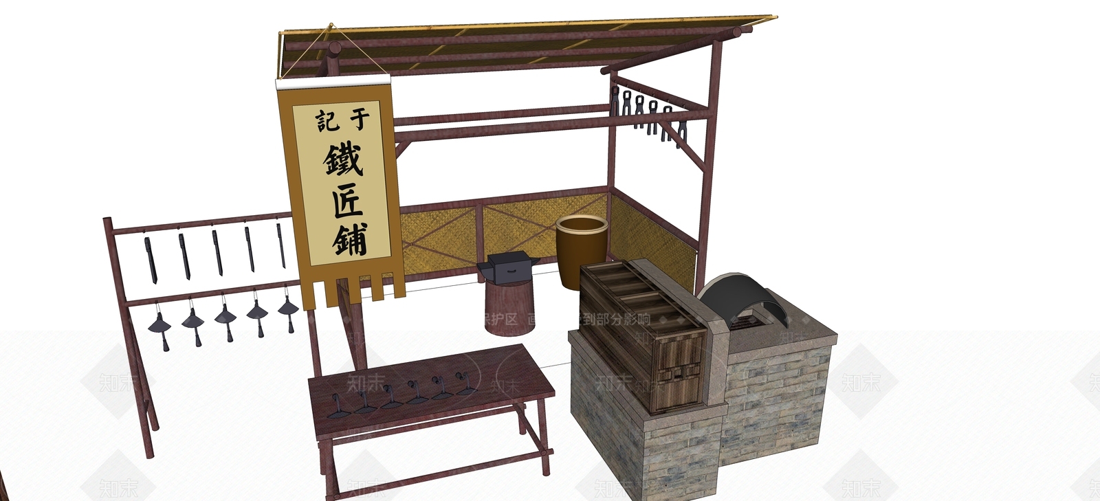 中式摊位SU模型下载【ID:1106007337】