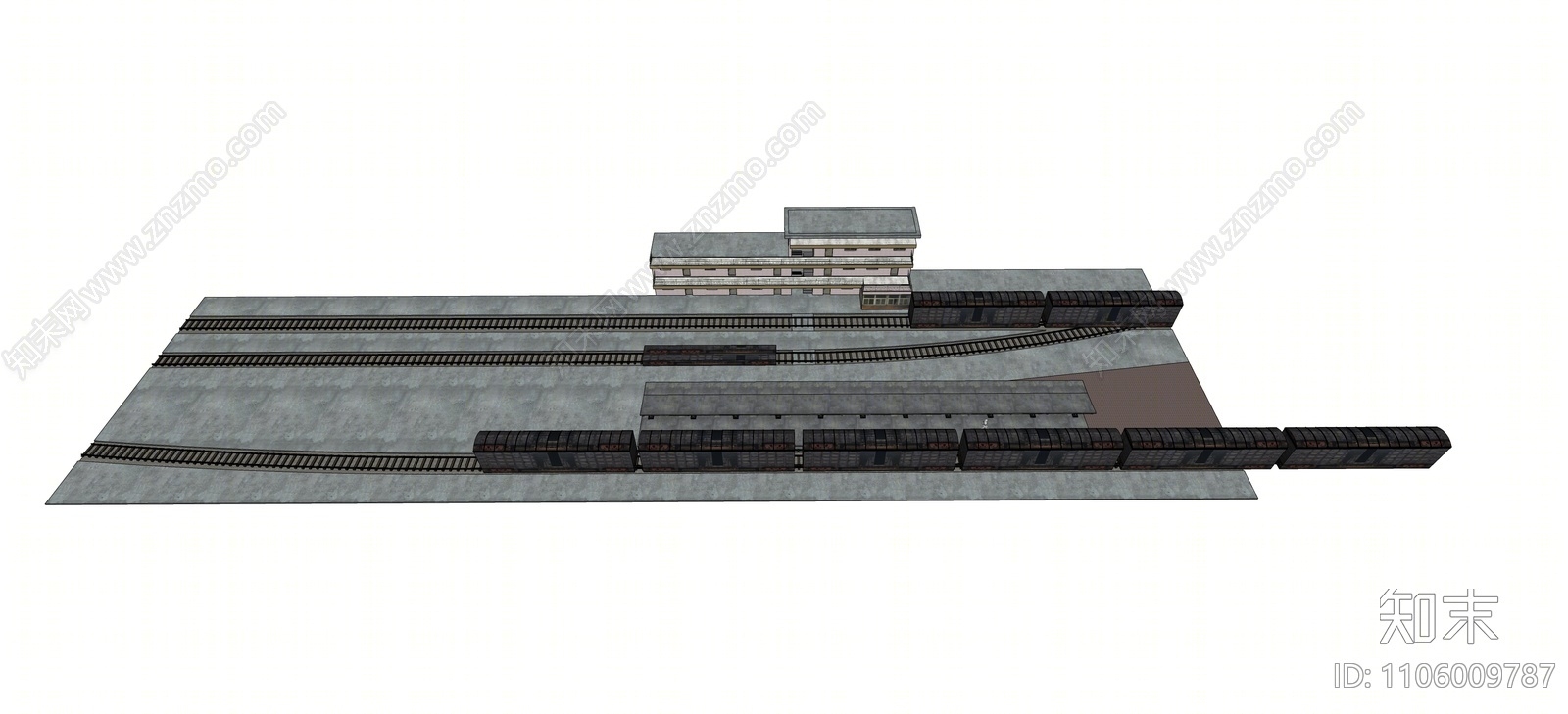 中式民国风火车站SU模型下载【ID:1106009787】