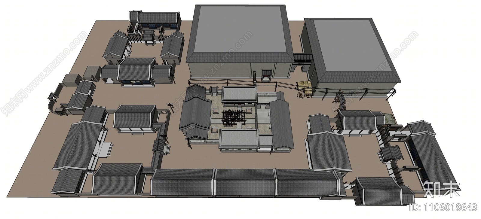 中式老北京四合院SU模型下载【ID:1106018643】
