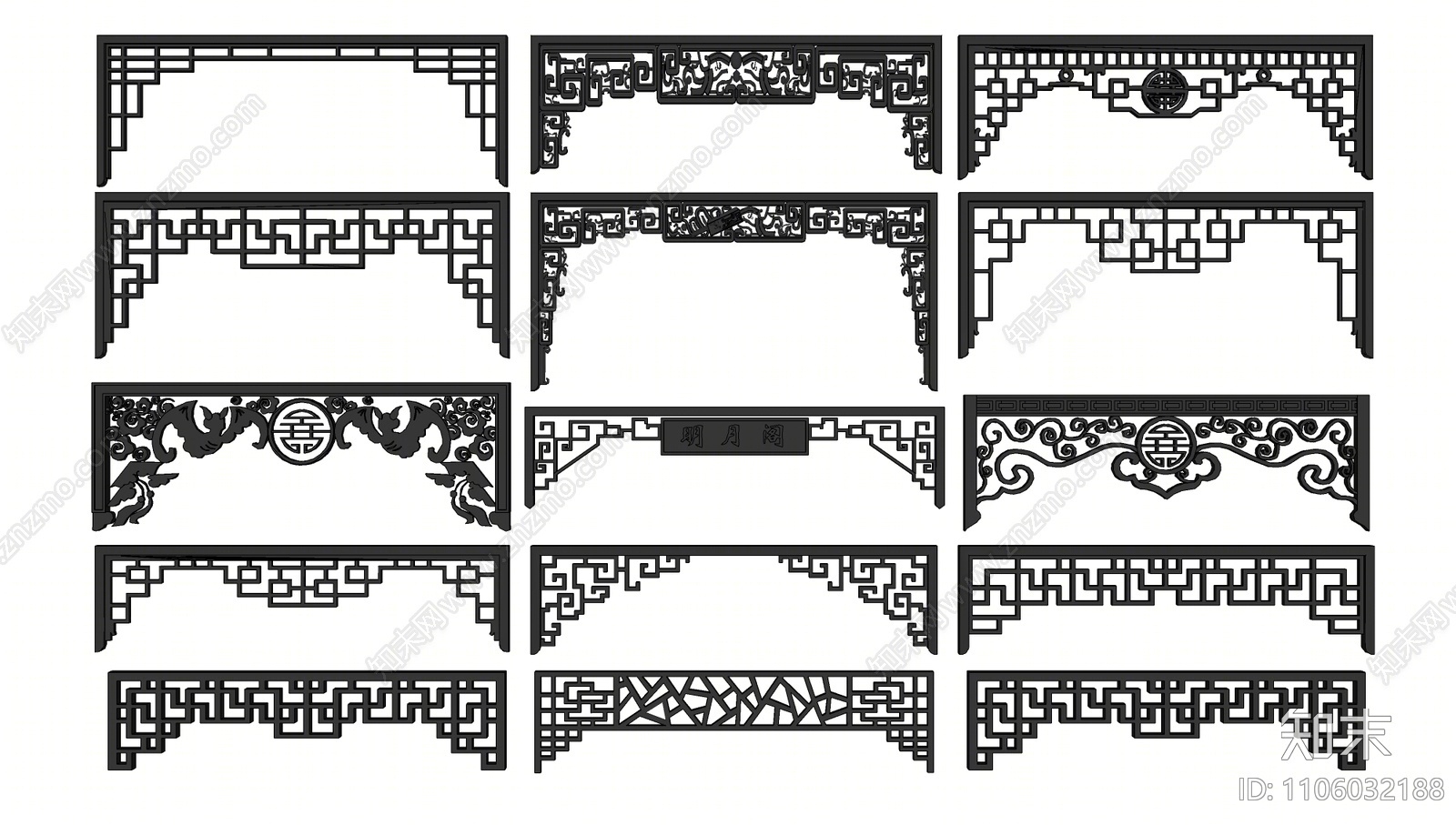 中式雕花构件SU模型下载【ID:1106032188】