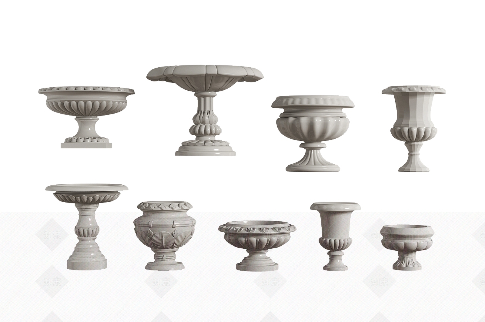 欧式花坛花钵SU模型下载【ID:1106032037】