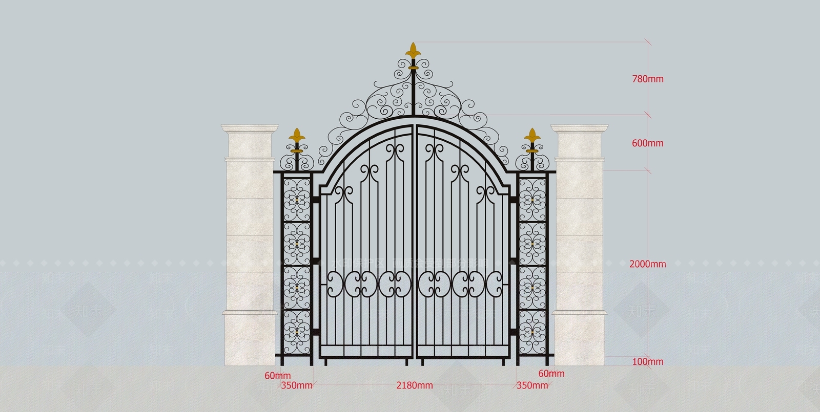 欧式别墅大门SU模型下载【ID:1106021743】