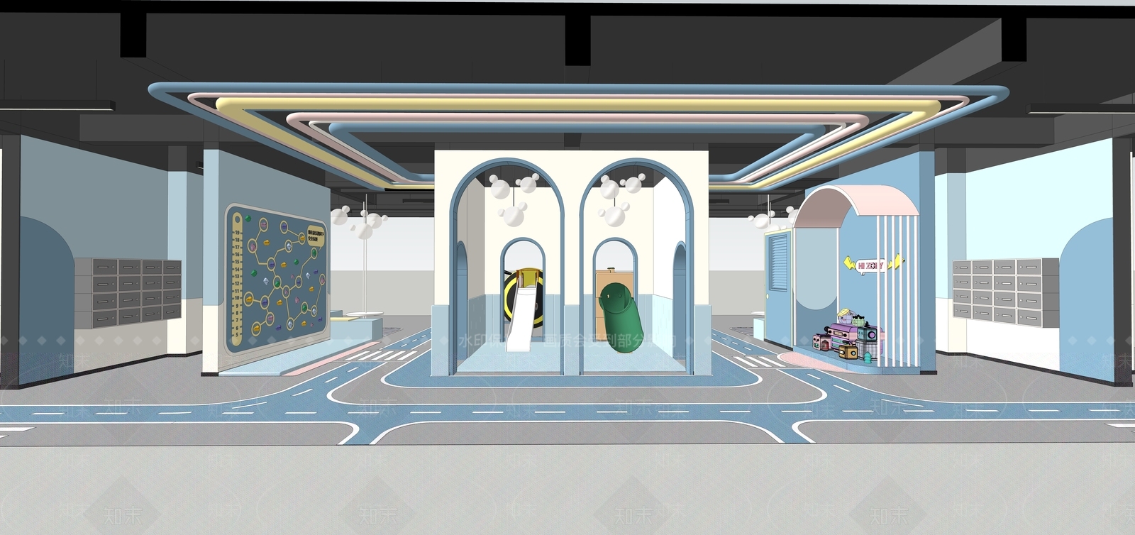 现代架空层儿童活动空间SU模型下载【ID:1106023860】