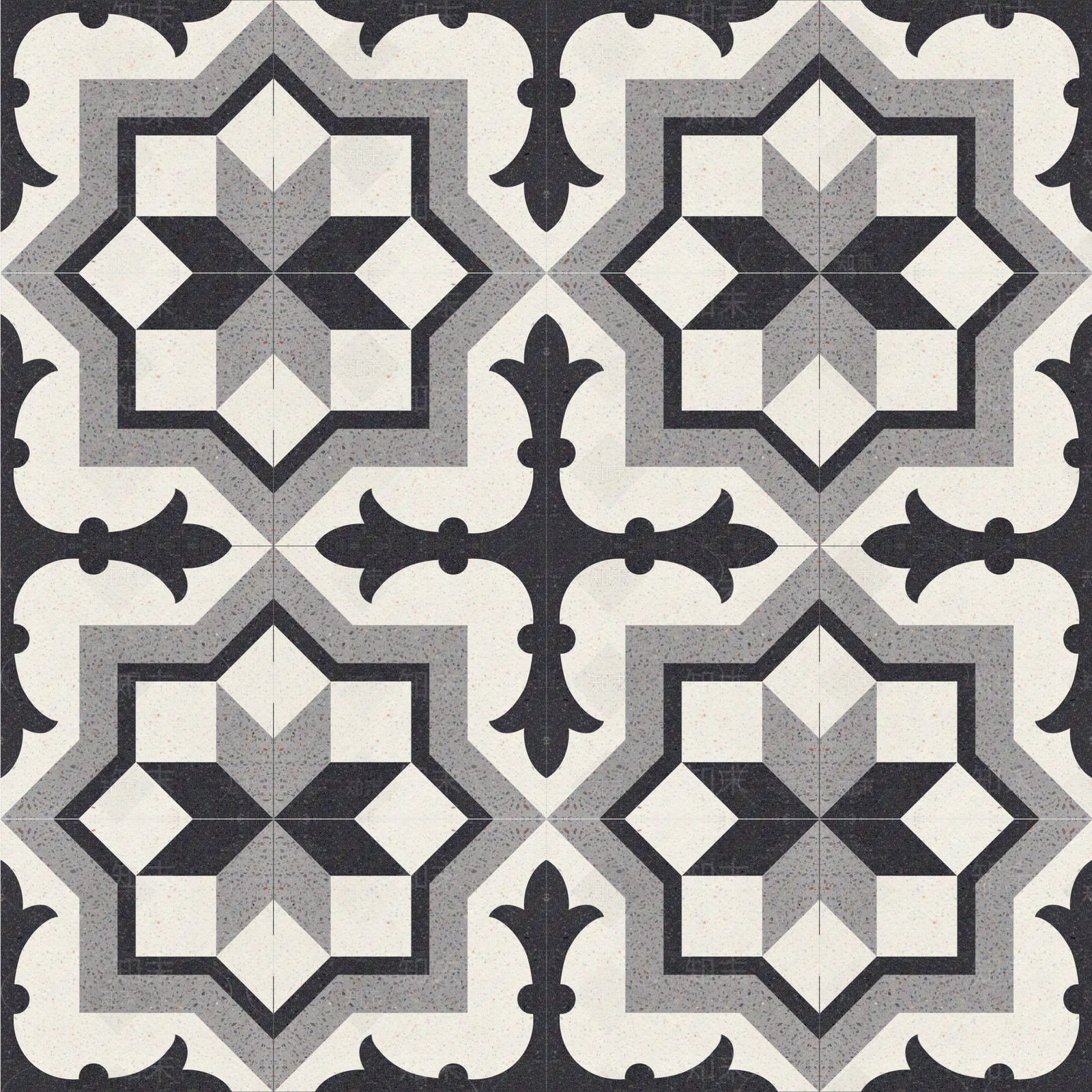 多边形黑色花砖墙地砖贴图下载【ID:1106024050】